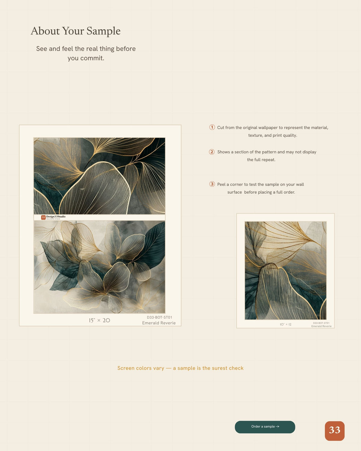 Emerald Reverie — Gold & Teal Watercolor Botanical Mural