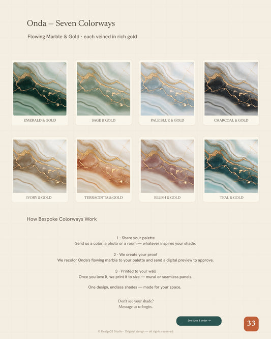 Onda — A Flowing Marble & Gold Mural