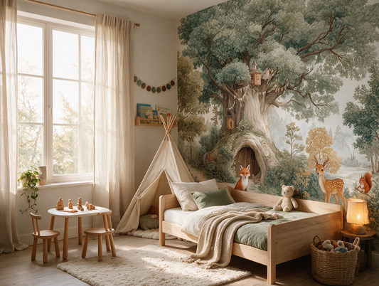 Bramblewood — An Enchanted Woodland Treehouse Nursery Mural