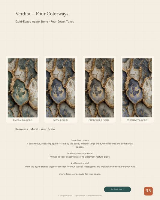Verdita — A Green & Gold Agate Marble Mural