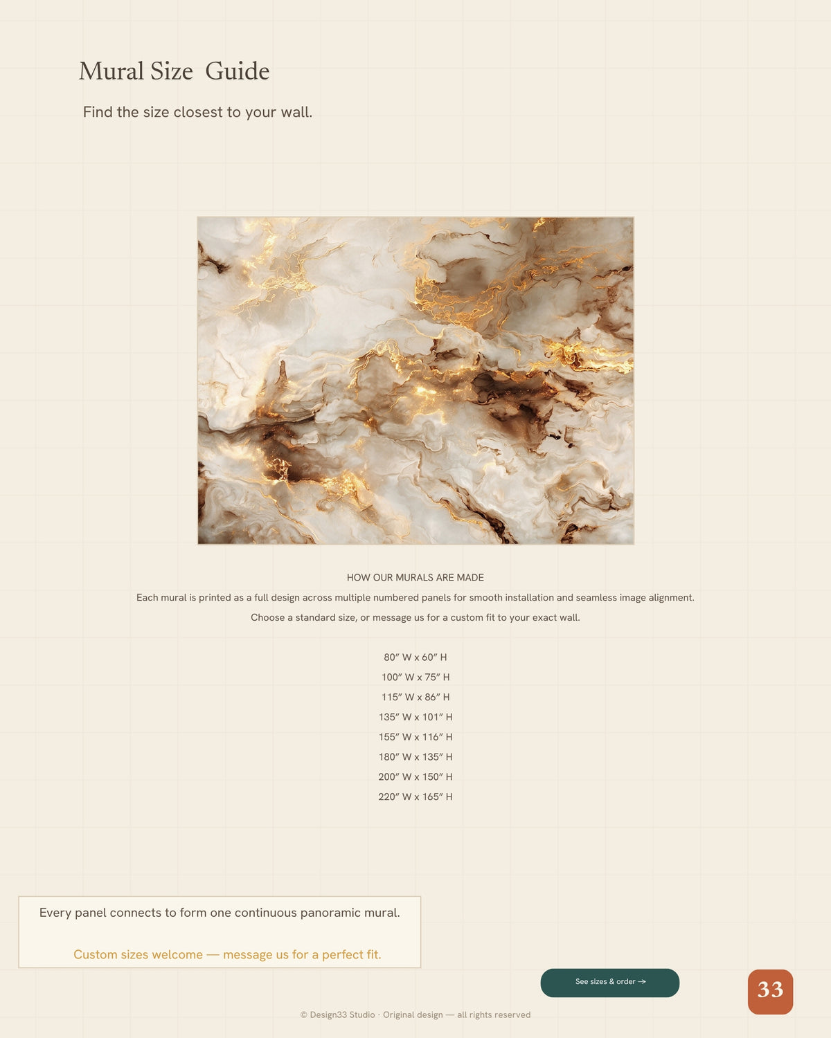 Lucente — A Flowing Cream & Gold Marble Mural