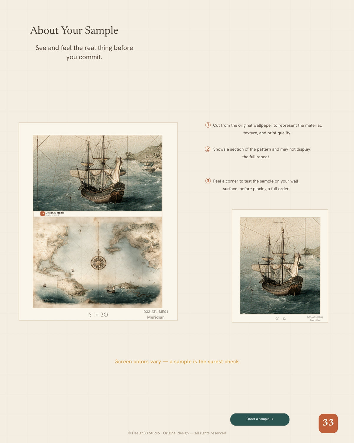 Meridian — An Antique Nautical Sea Chart Mural
