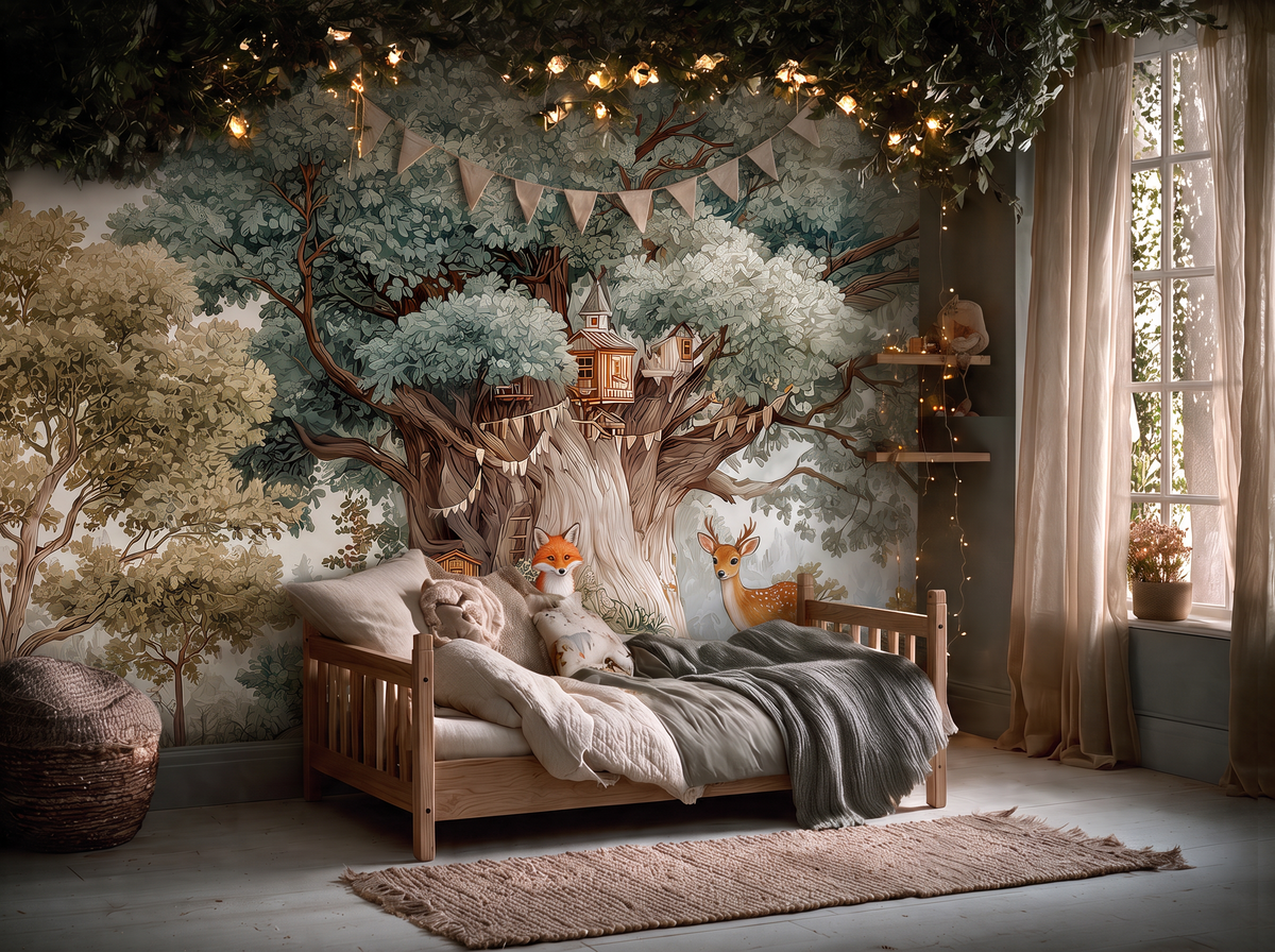 Bramblewood — An Enchanted Woodland Treehouse Nursery Mural