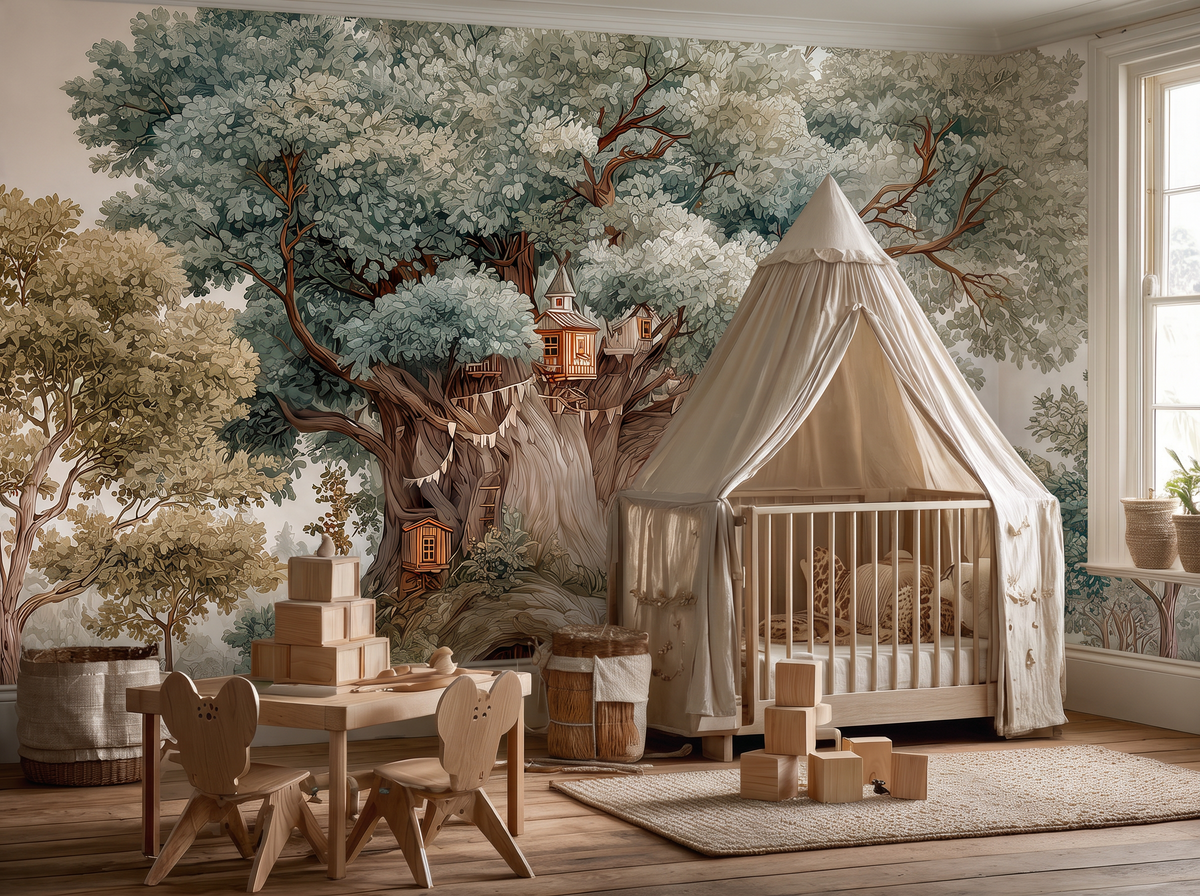Bramblewood — An Enchanted Woodland Treehouse Nursery Mural