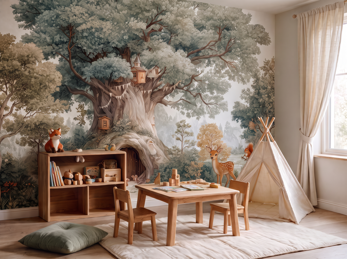 Bramblewood — An Enchanted Woodland Treehouse Nursery Mural