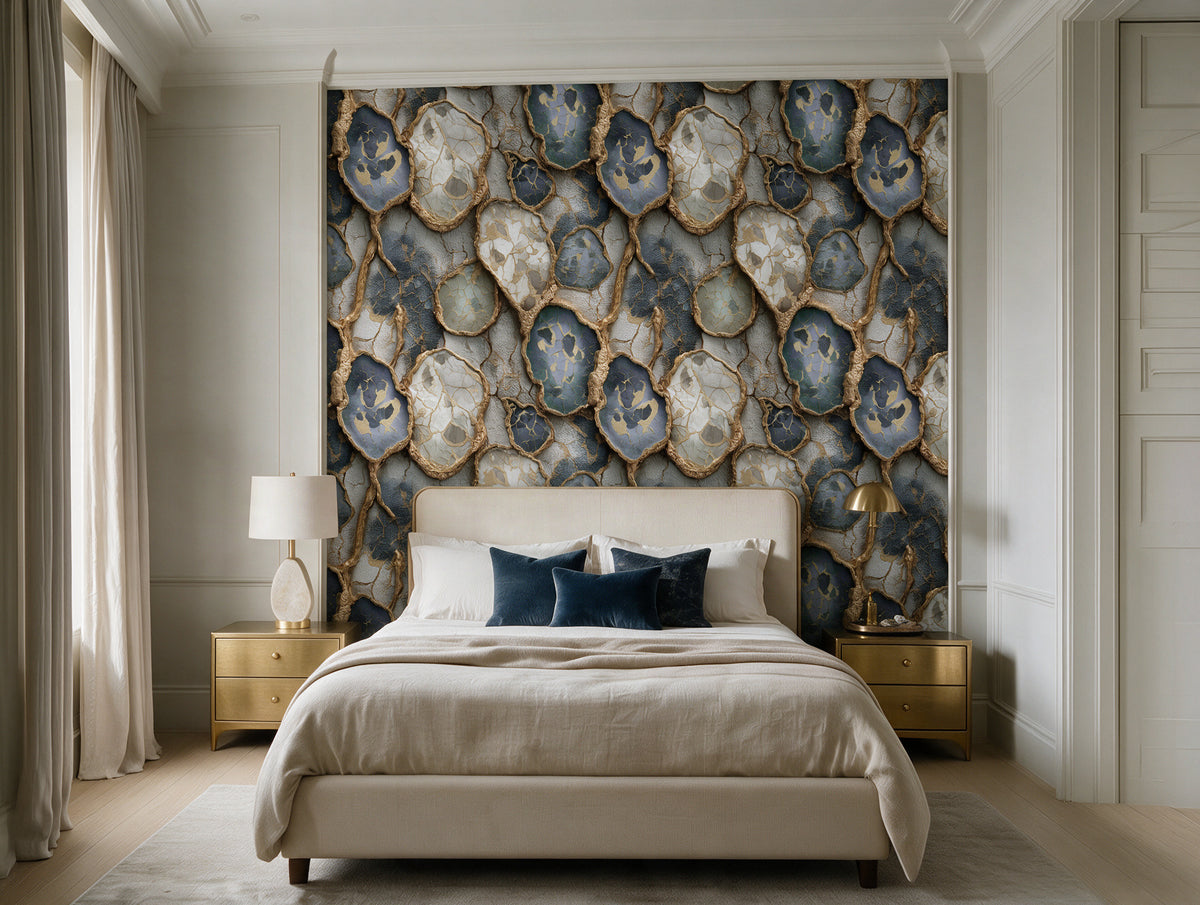 Verdita — A Green & Gold Agate Marble Mural