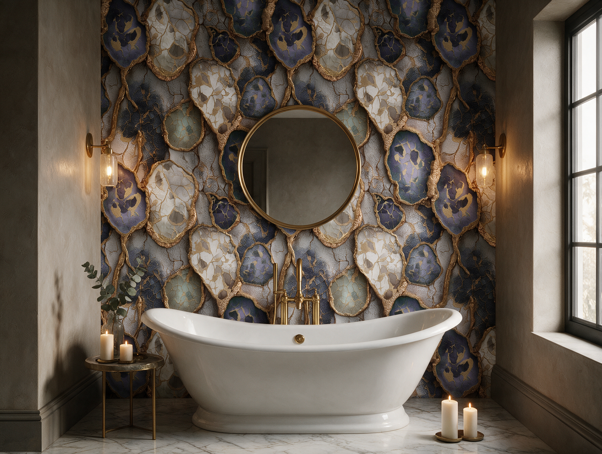 Verdita — A Green & Gold Agate Marble Mural