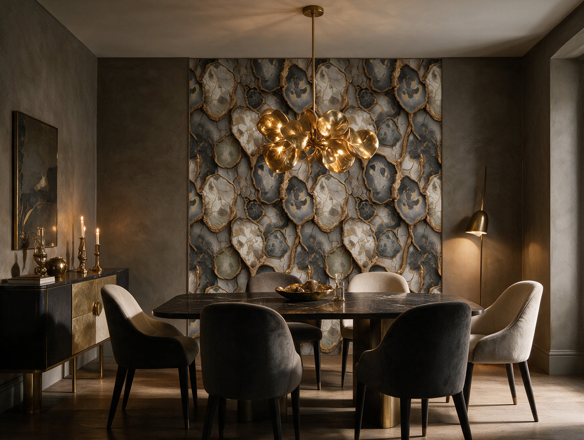 Verdita — A Green & Gold Agate Marble Mural