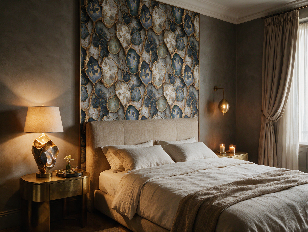 Verdita — A Green & Gold Agate Marble Mural