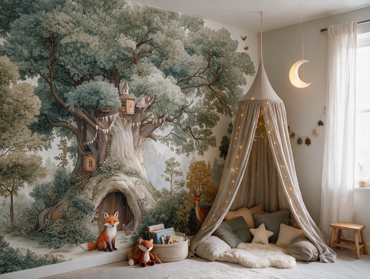Bramblewood — An Enchanted Woodland Treehouse Nursery Mural