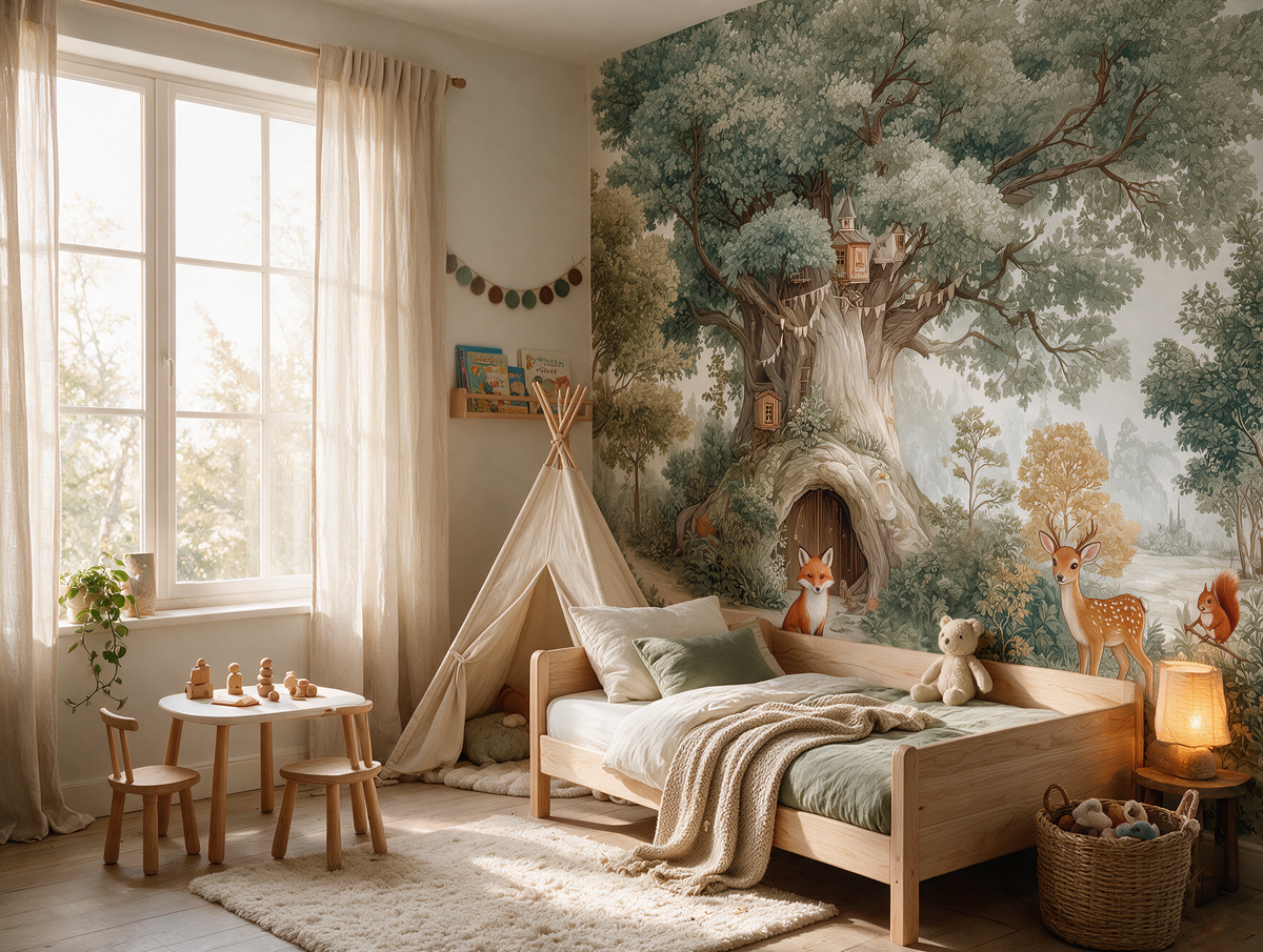 Bramblewood — An Enchanted Woodland Treehouse Nursery Mural