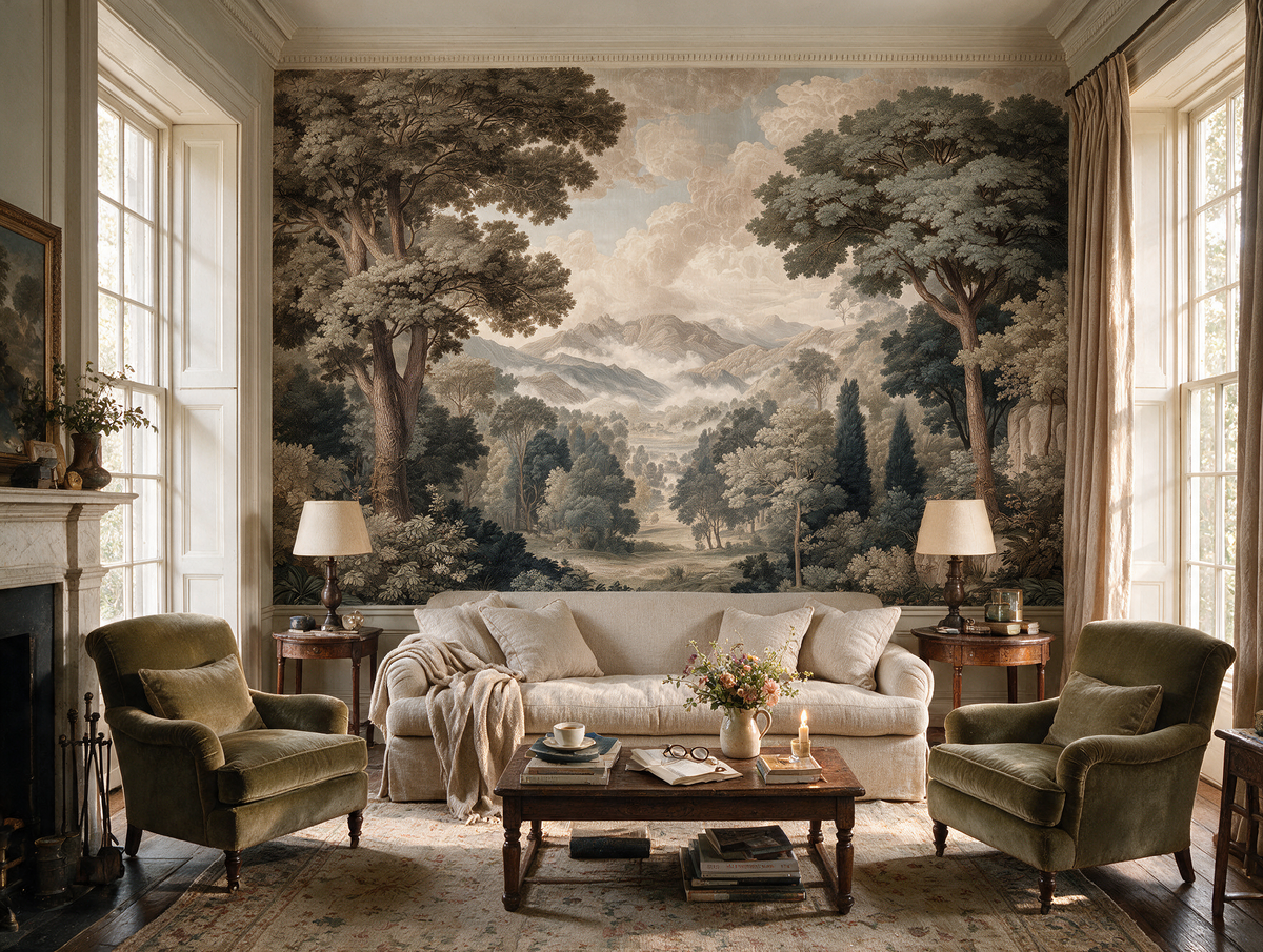 Sylva — A Vintage Forest & Mountain Landscape Mural