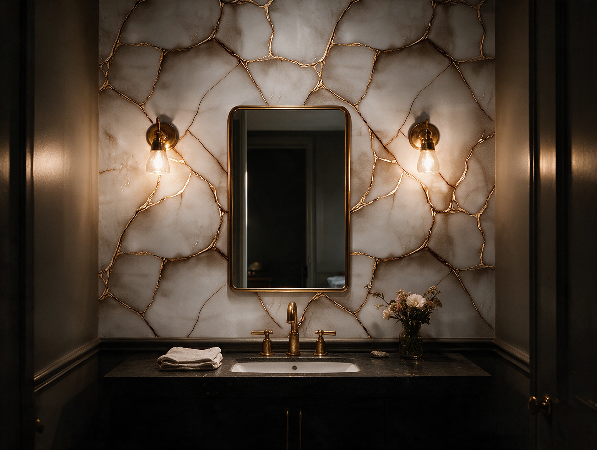 Aurelia — A Gold-Vein Marble Mural