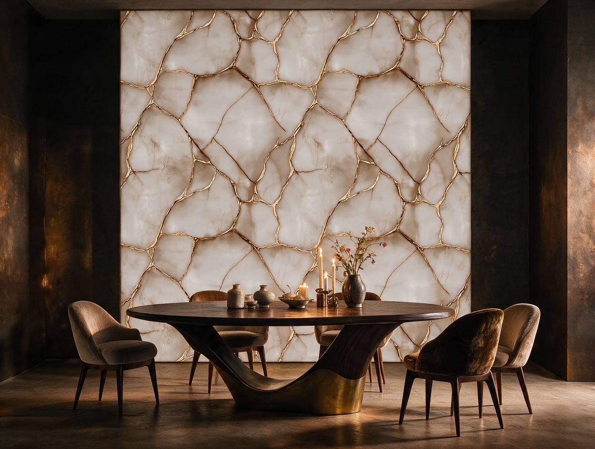 Aurelia — A Gold-Vein Marble Mural