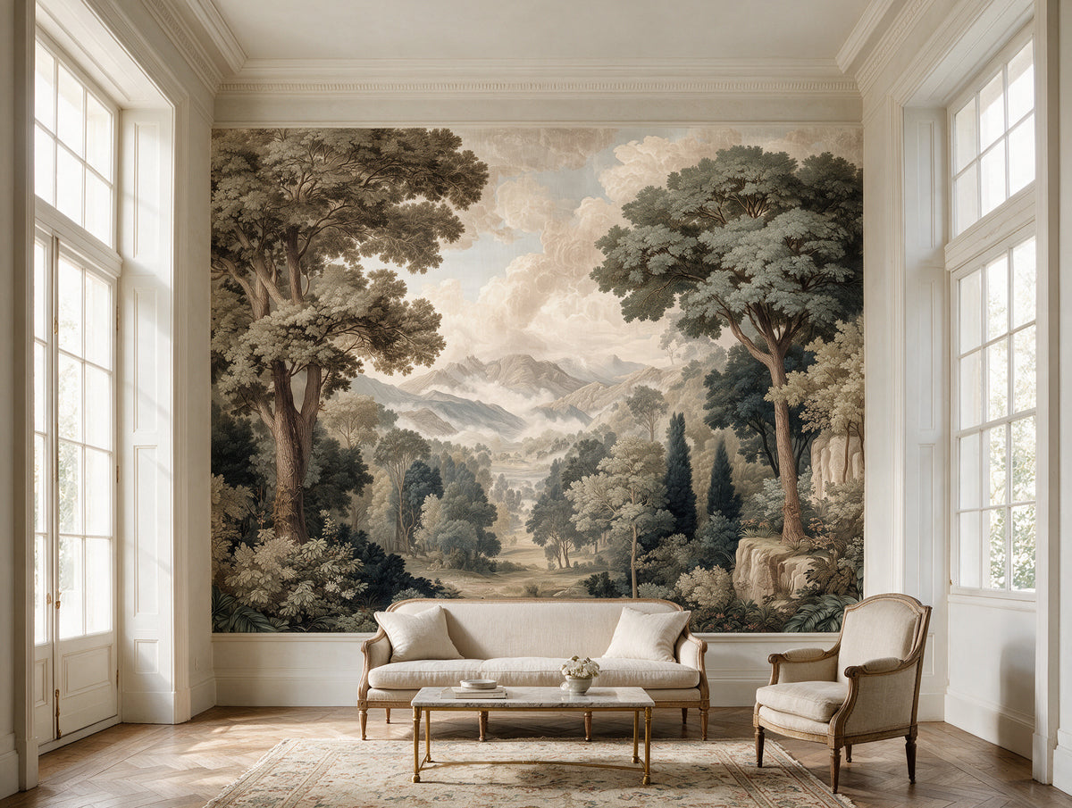 Sylva — A Vintage Forest & Mountain Landscape Mural