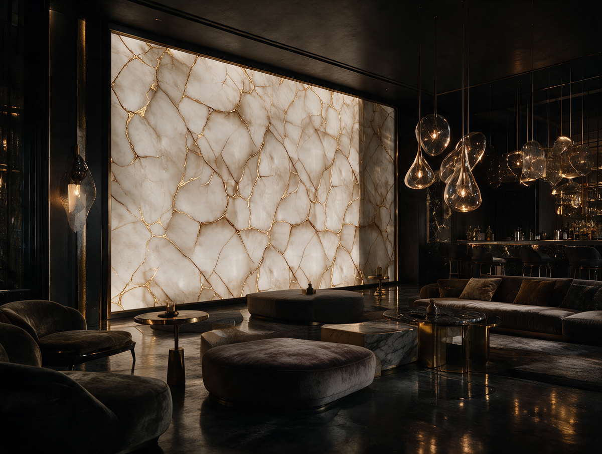 Aurelia — A Gold-Vein Marble Mural
