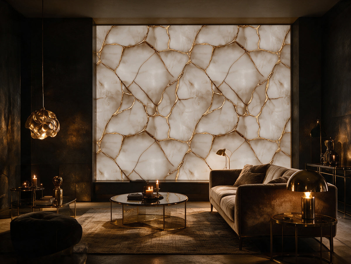 Aurelia — A Gold-Vein Marble Mural