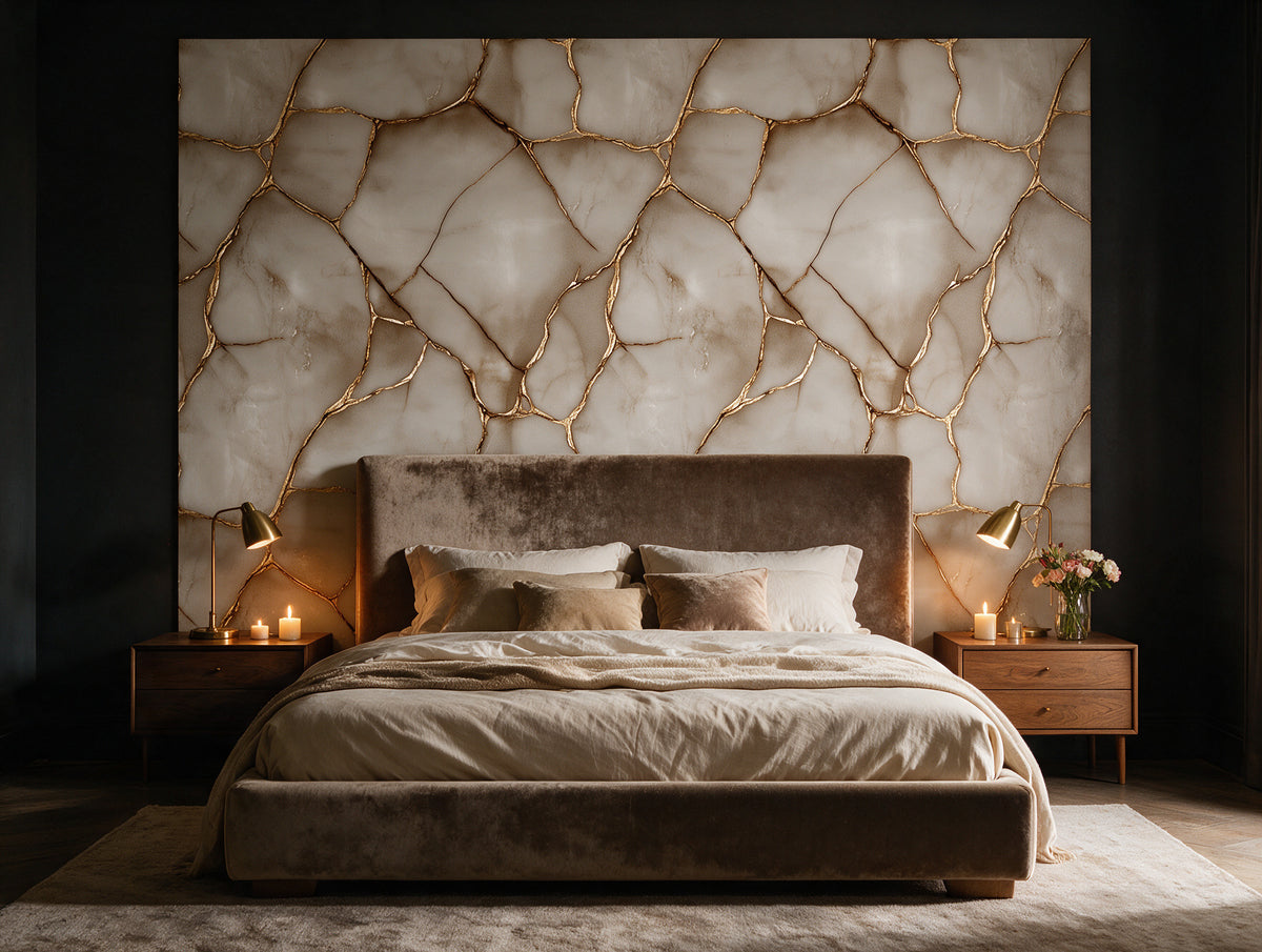 Aurelia — A Gold-Vein Marble Mural