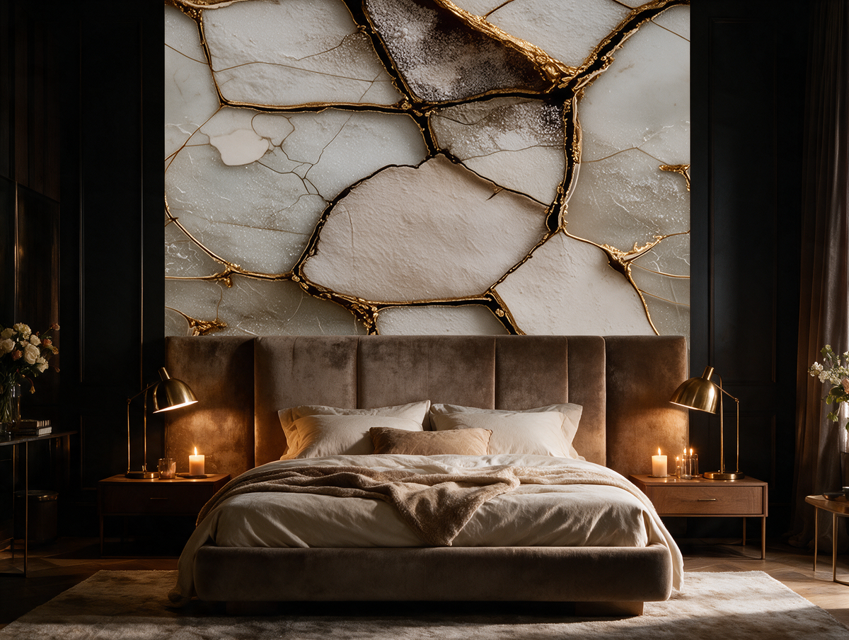 Breccia — A Dramatic Gold-Vein Marble Mural