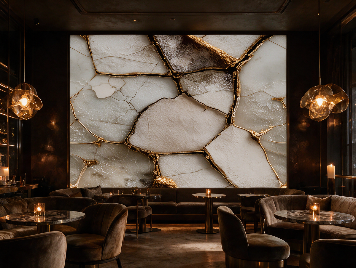Breccia — A Dramatic Gold-Vein Marble Mural
