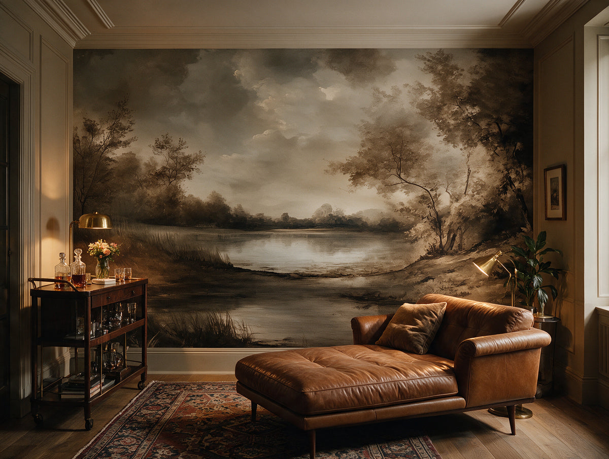Tarn — A Moody Sepia Lake Landscape Mural
