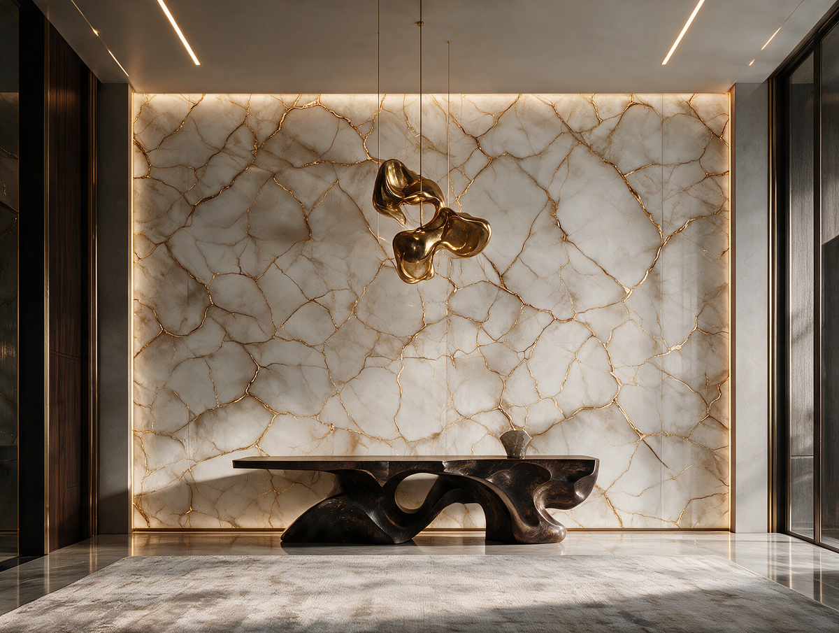 Aurelia — A Gold-Vein Marble Mural