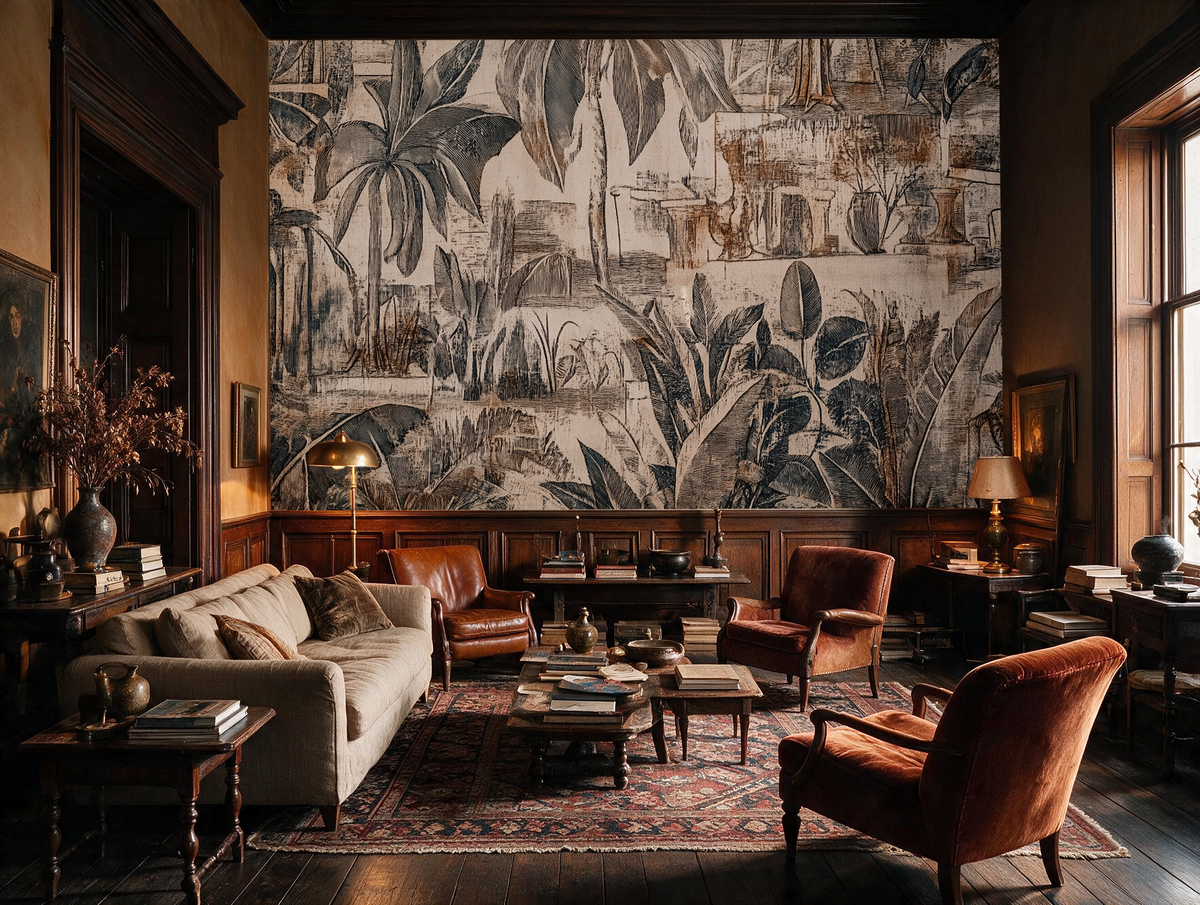 Lost Eden — Vintage Tropical Engraved Mural