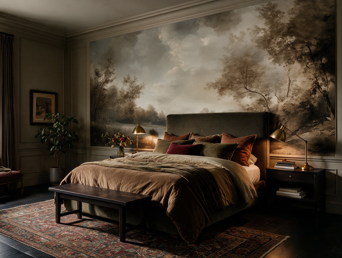 Tarn — A Moody Sepia Lake Landscape Mural