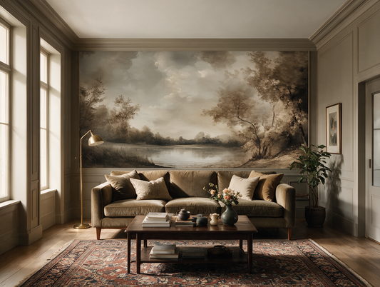 Tarn — A Moody Sepia Lake Landscape Mural