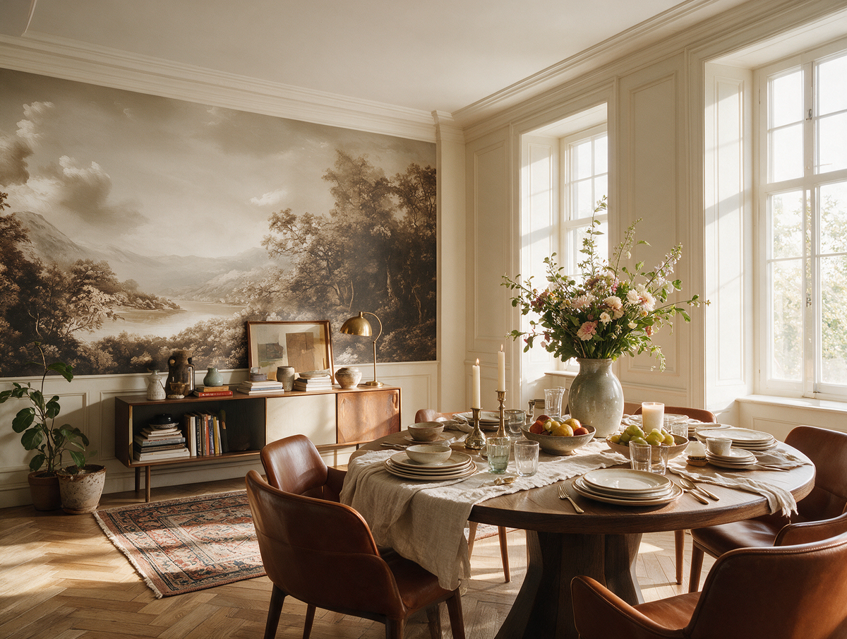 Lomond — A Sepia Mountain Lake Landscape Mural